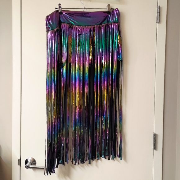 Shein Holographic Fringe Skirt sz 3x - Picture 1 of 3